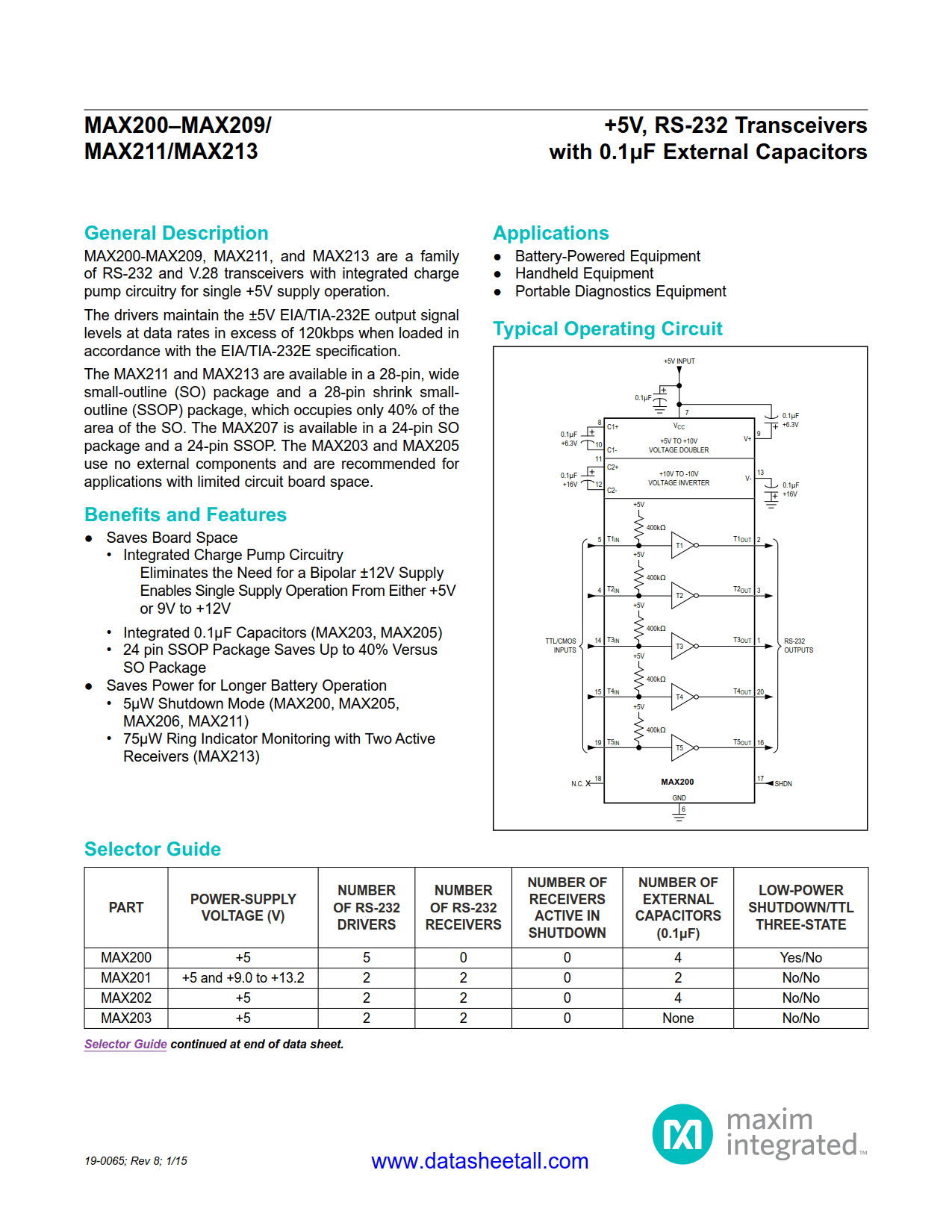 MAX208 Datasheet