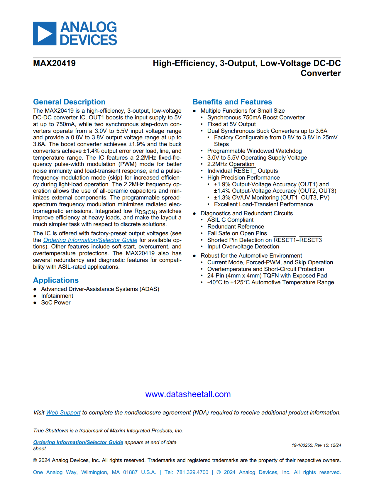 MAX20419 Datasheet