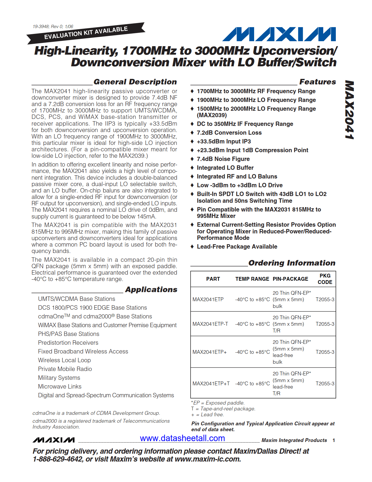MAX2041 Datasheet