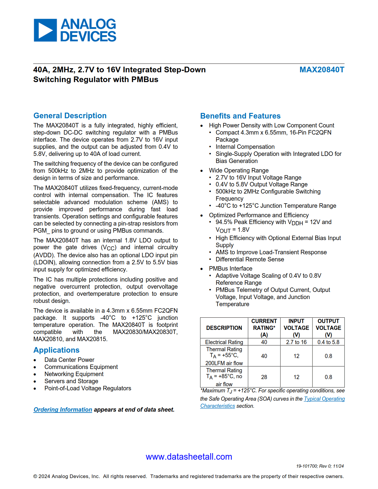 MAX20840T Datasheet