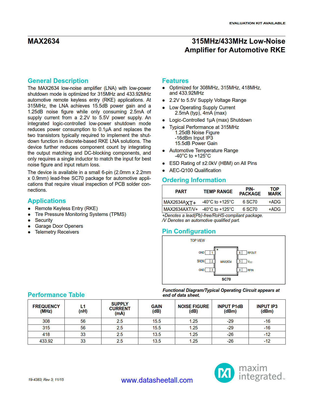 MAX2634 Datasheet