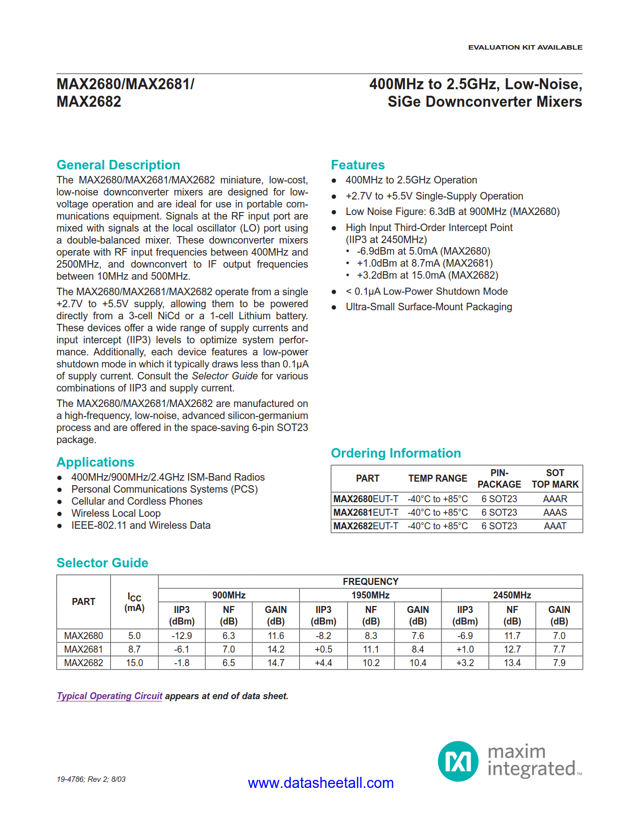 MAX2680 Datasheet