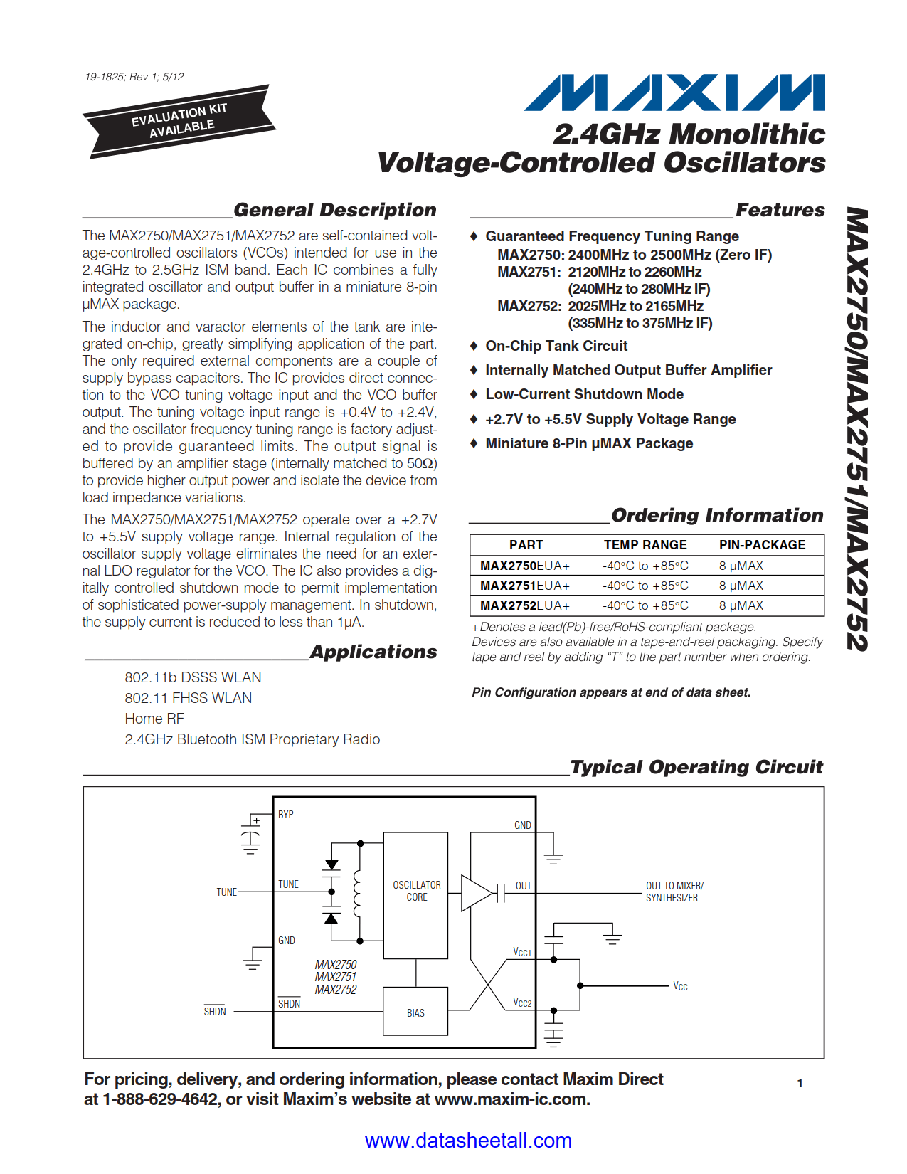 MAX2750 Datasheet