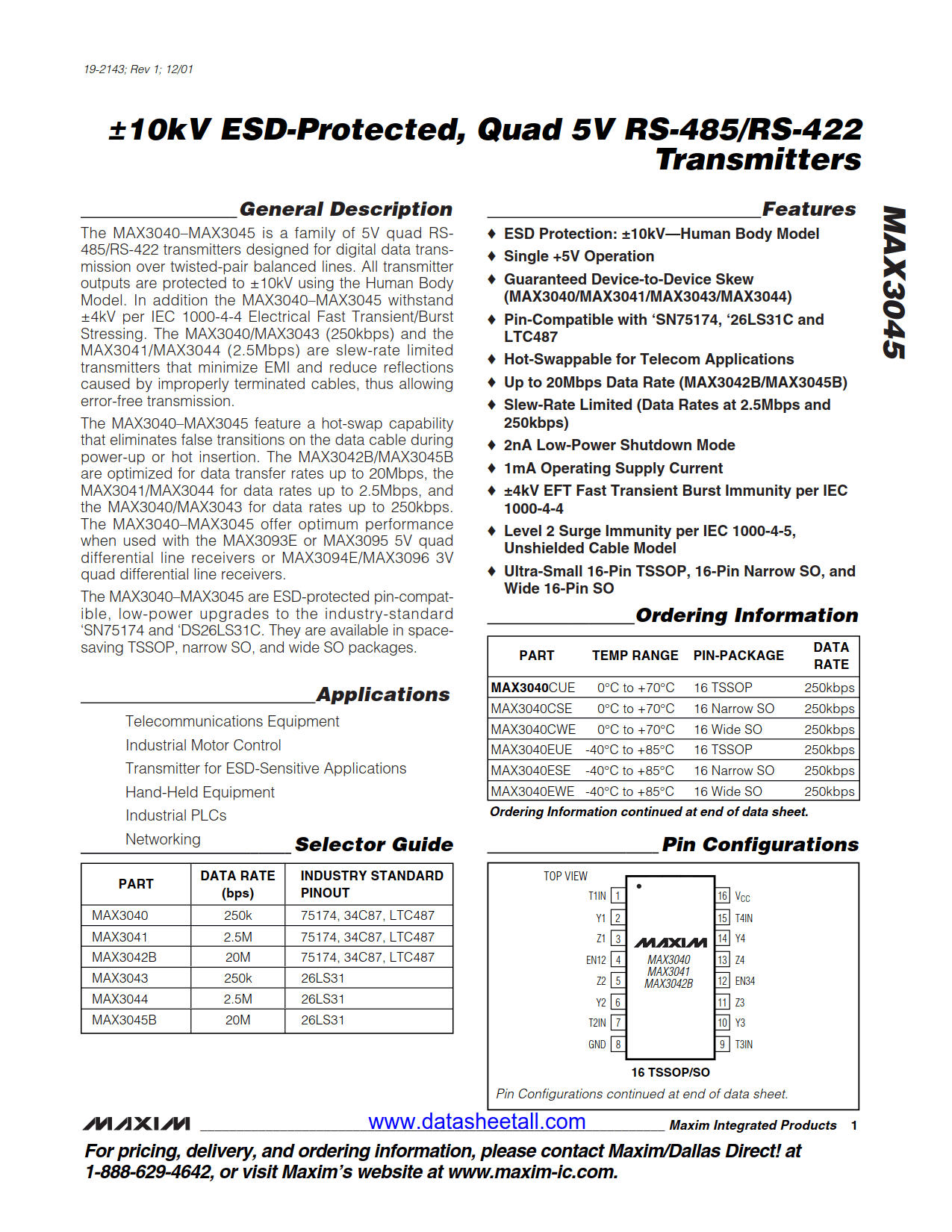 MAX3045 Datasheet