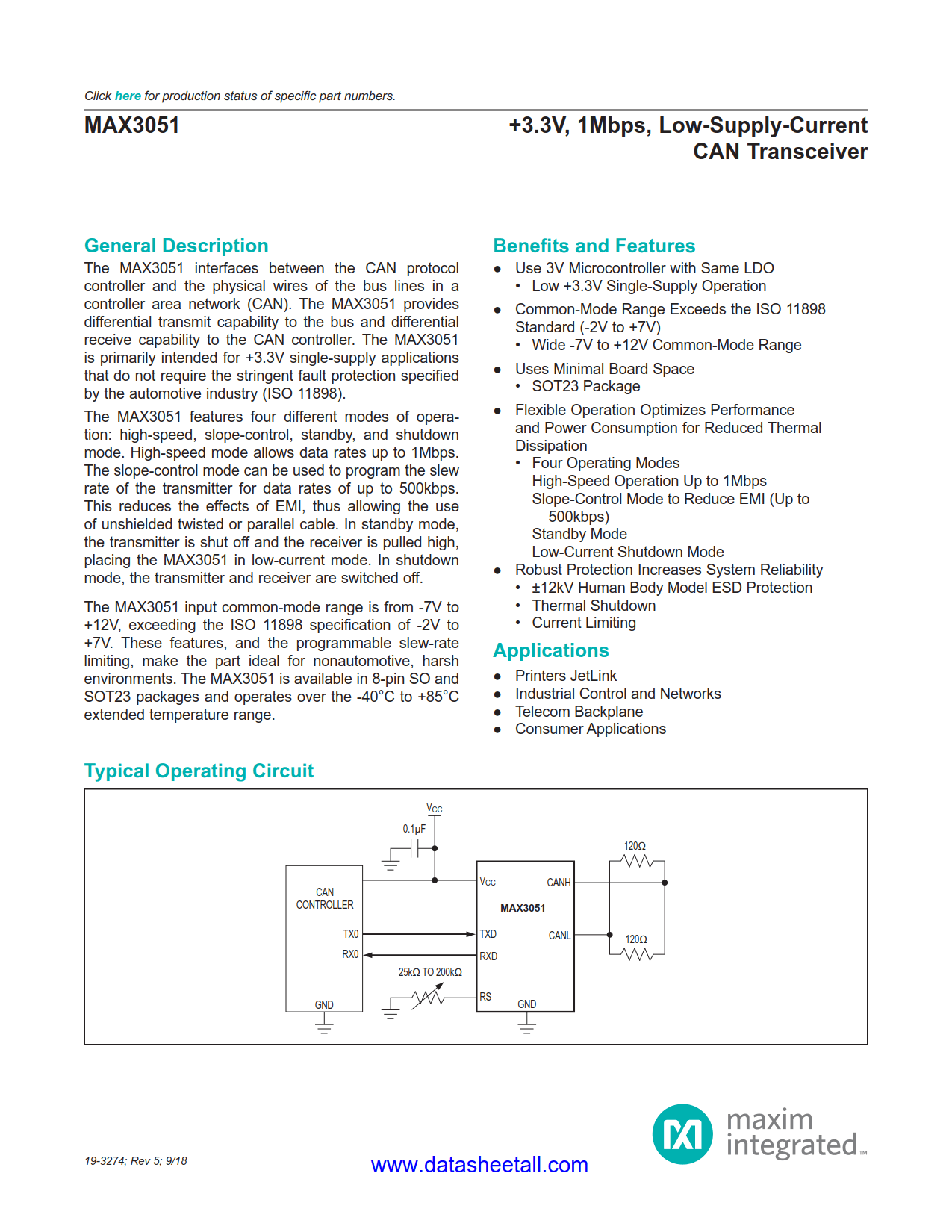 MAX3051 Datasheet