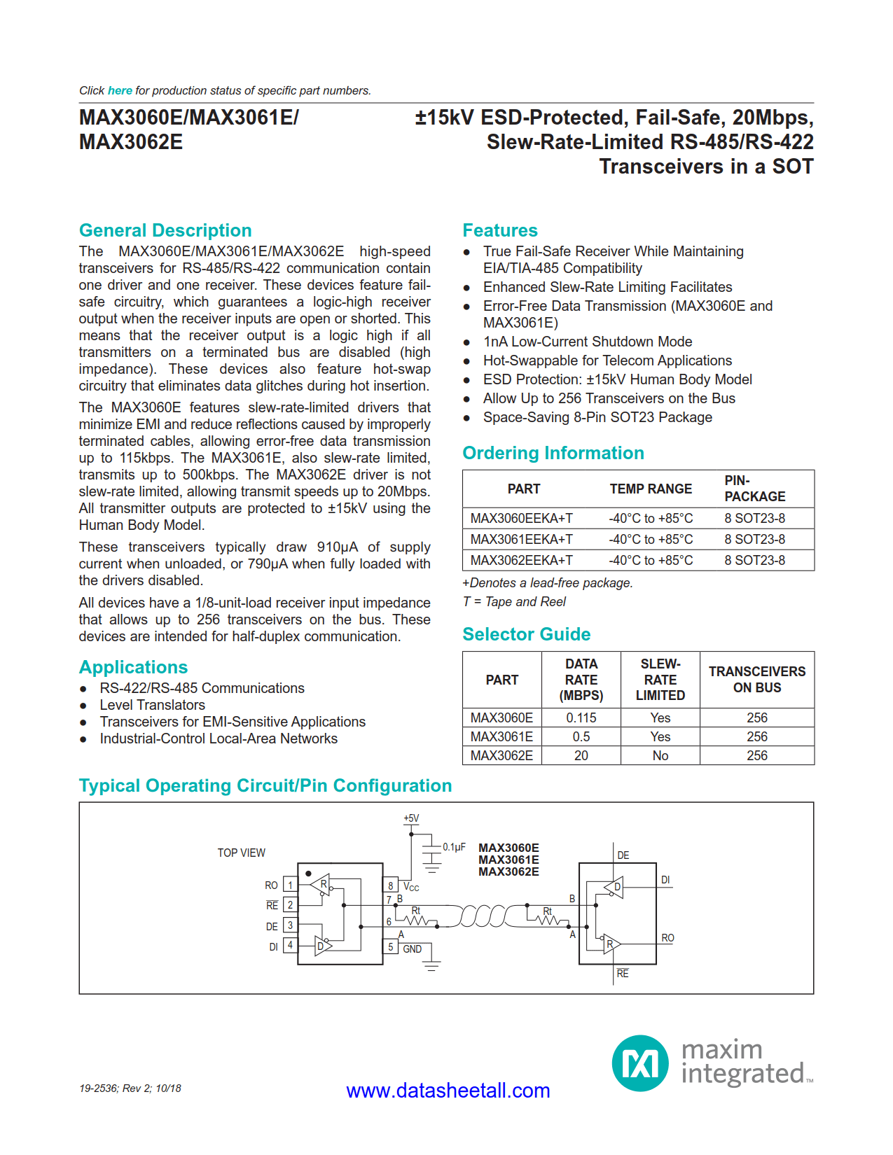 MAX3060E Datasheet