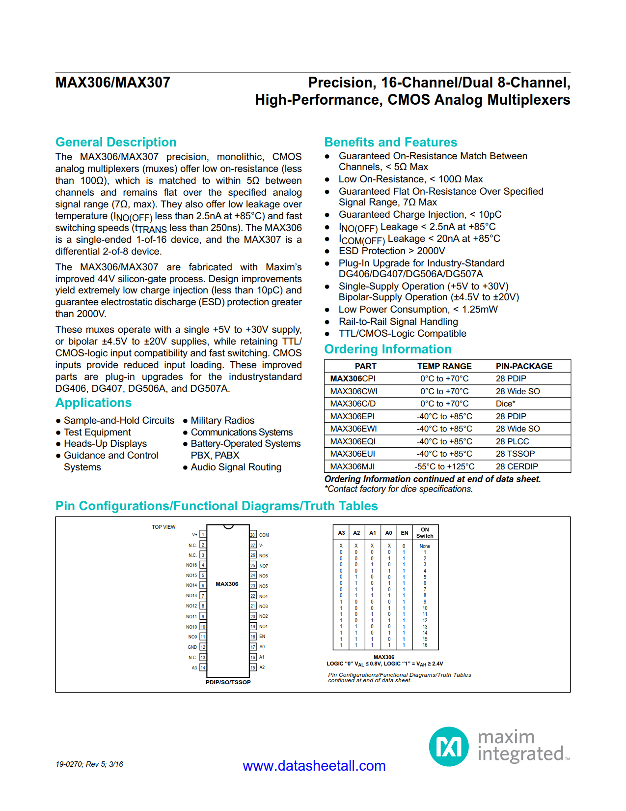 MAX307 Datasheet