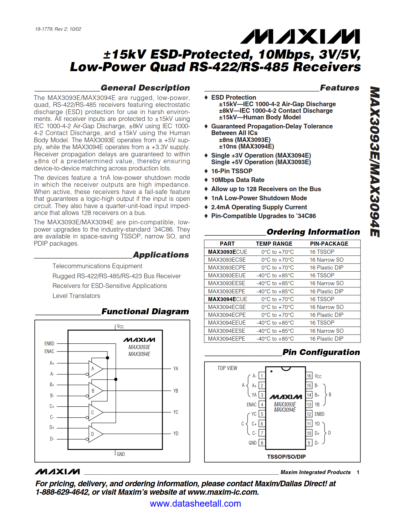 MAX3093E Datasheet