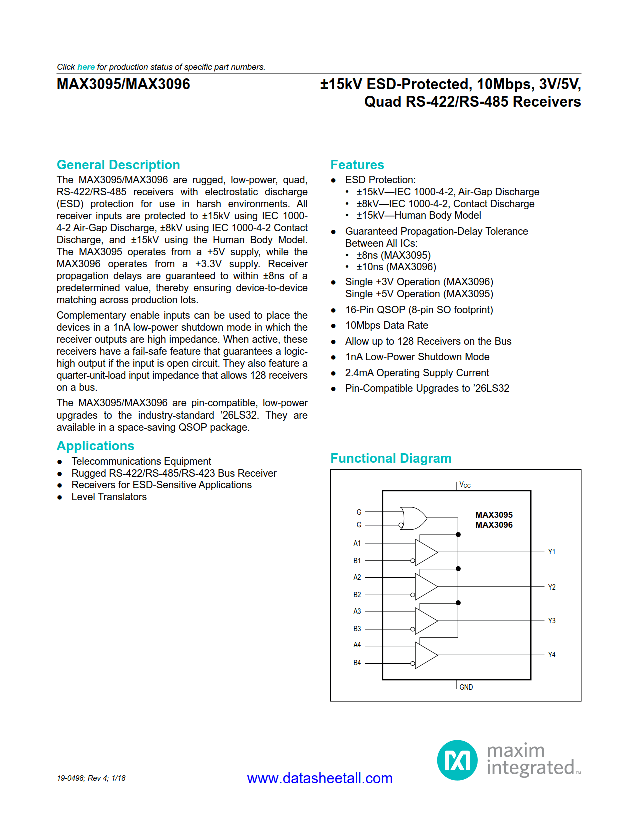 MAX3096 Datasheet