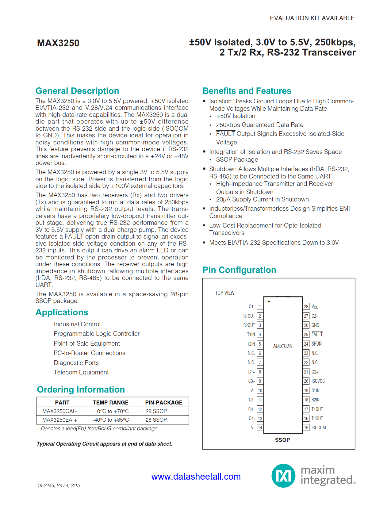 MAX3250 Datasheet