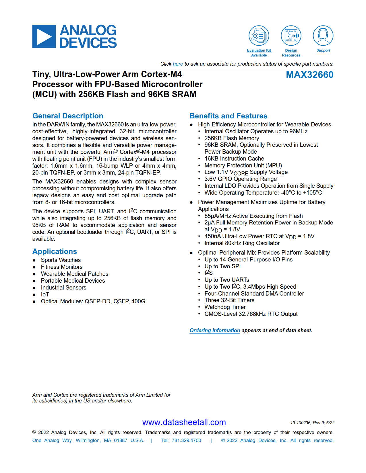 MAX32660 Datasheet