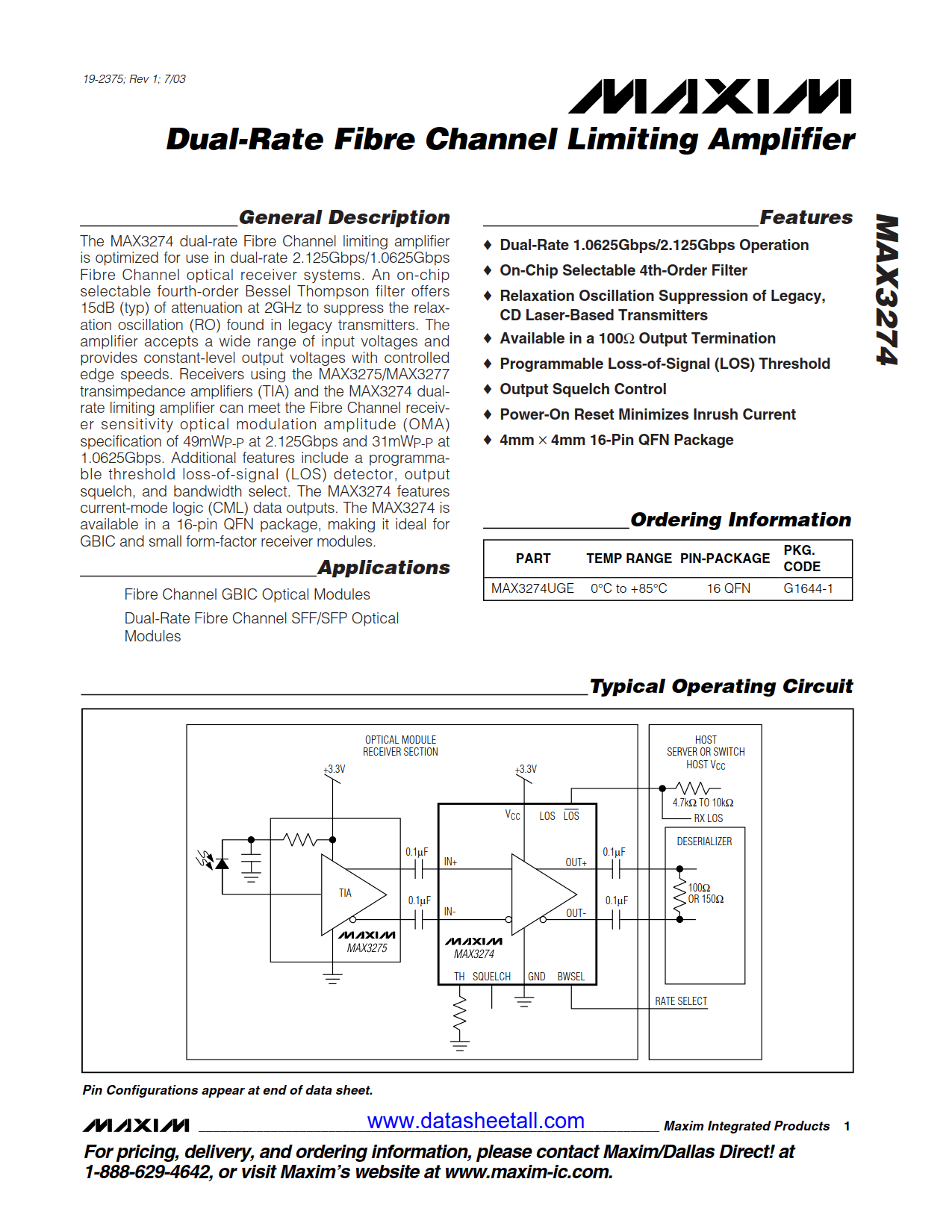 MAX3274 Datasheet
