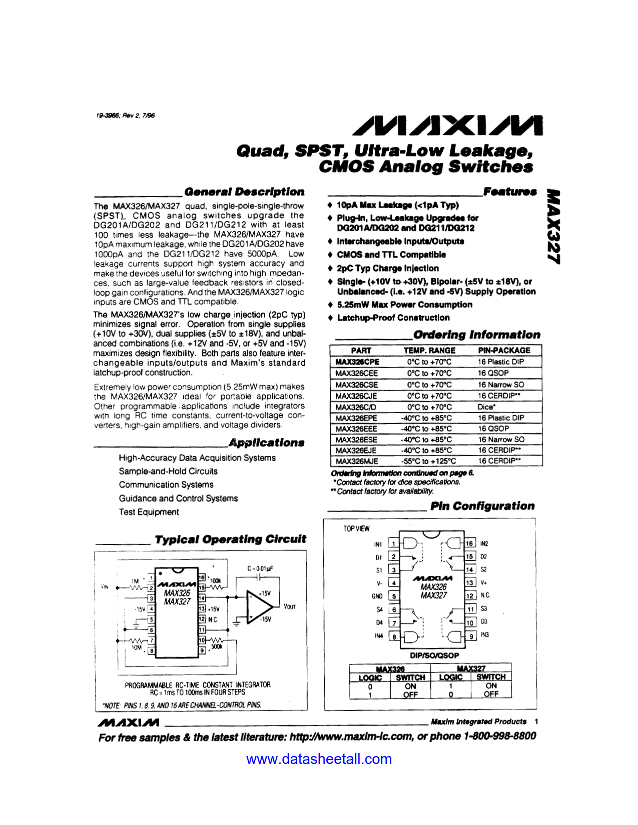 MAX327 Datasheet
