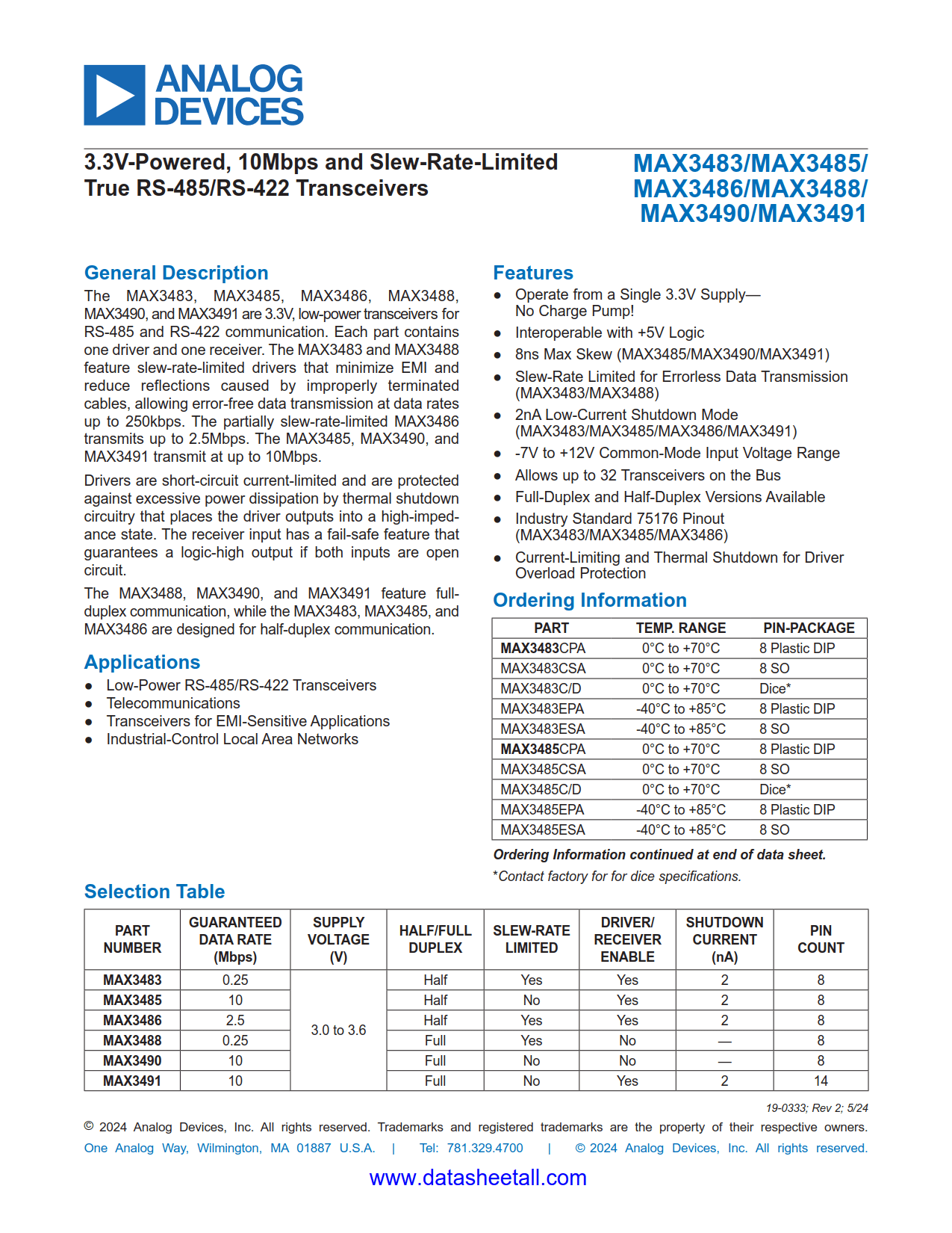 MAX3486 Datasheet