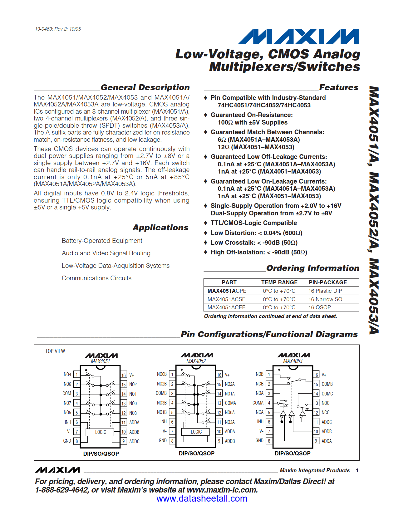 MAX4051 Datasheet