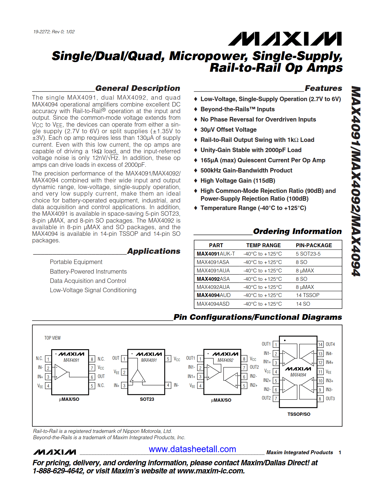 MAX4091 Datasheet