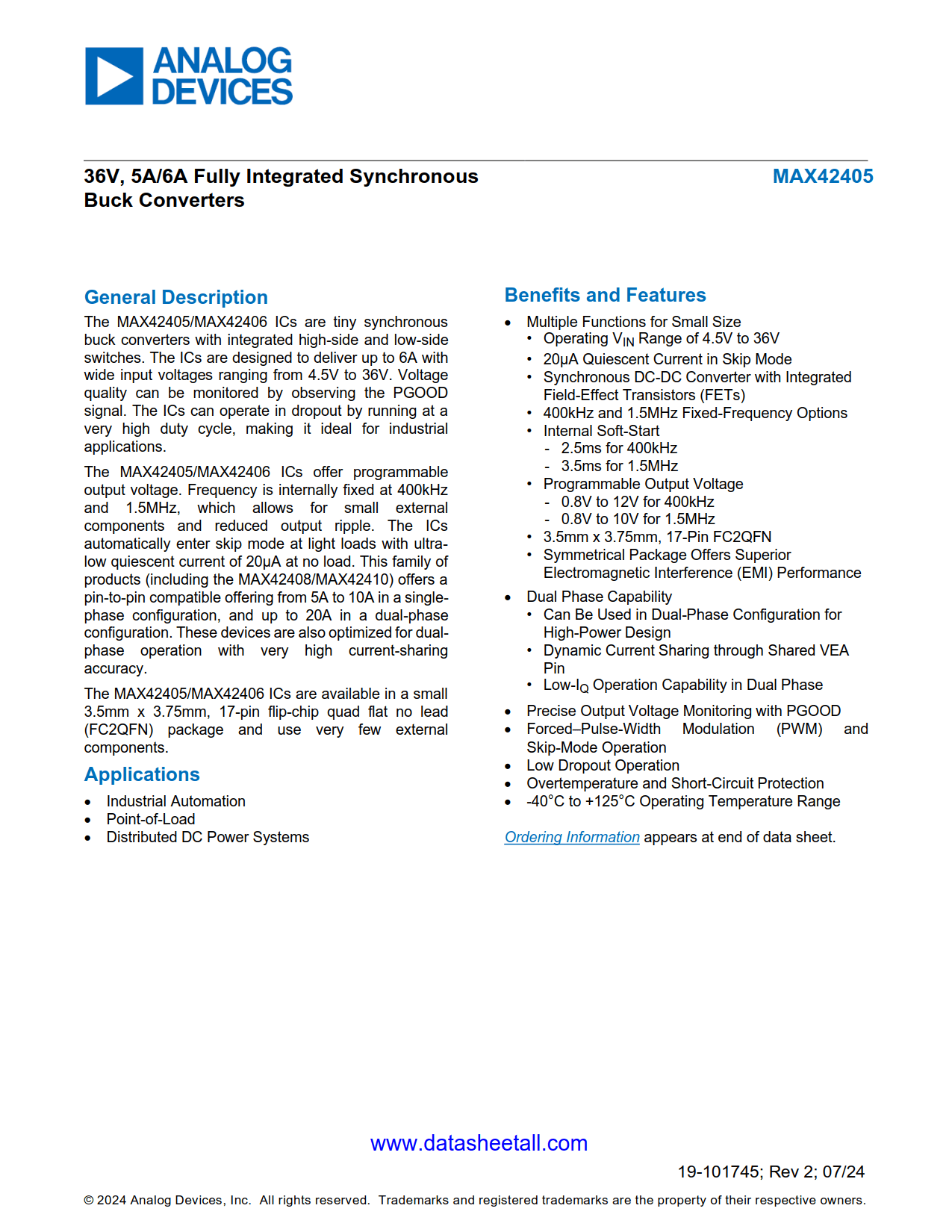 MAX42405 Datasheet