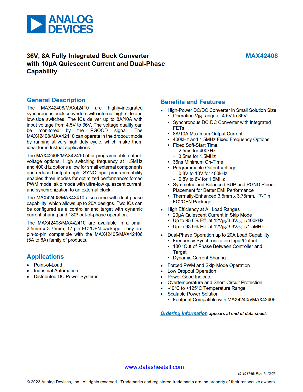 MAX42408 Datasheet