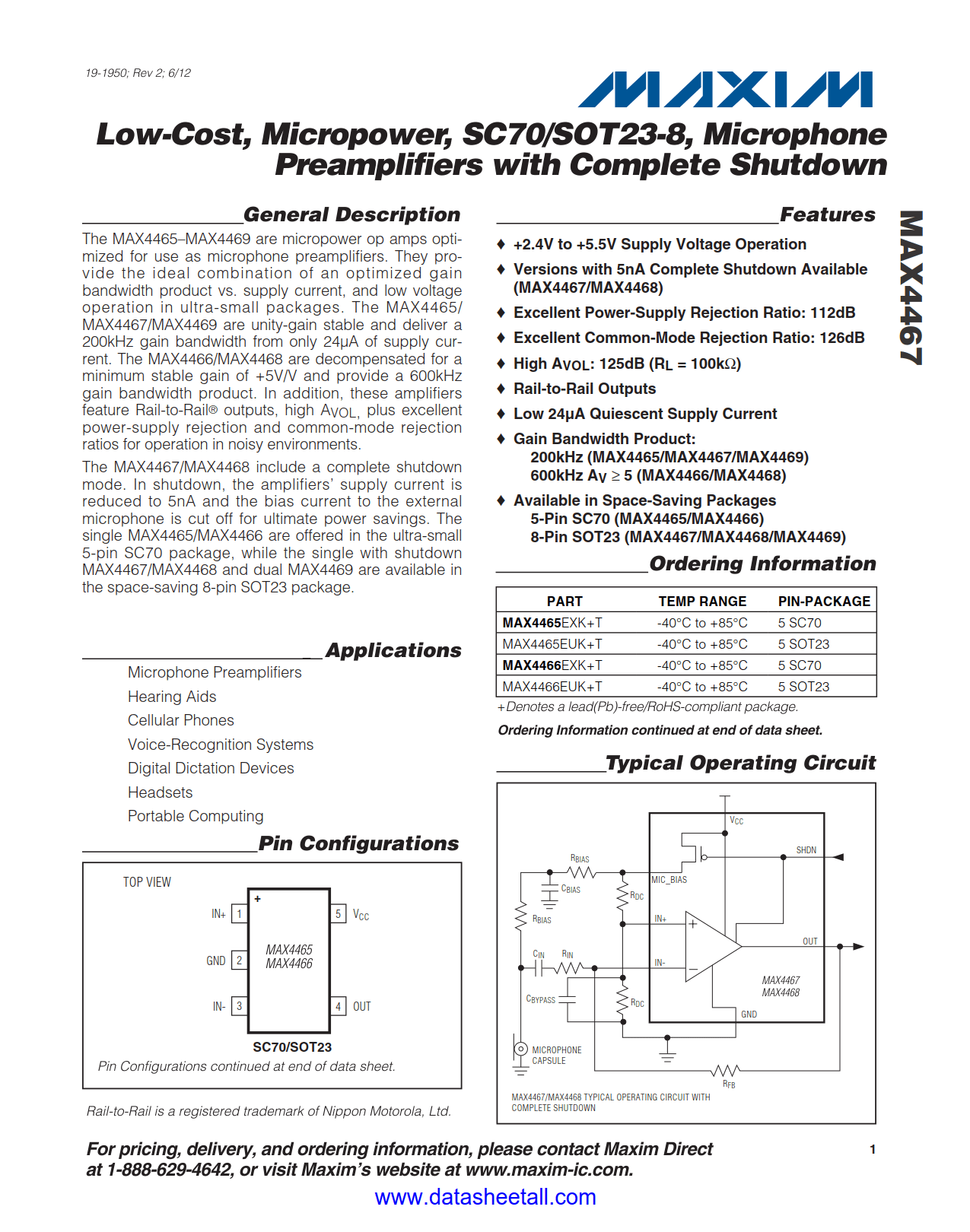 MAX4467 Datasheet