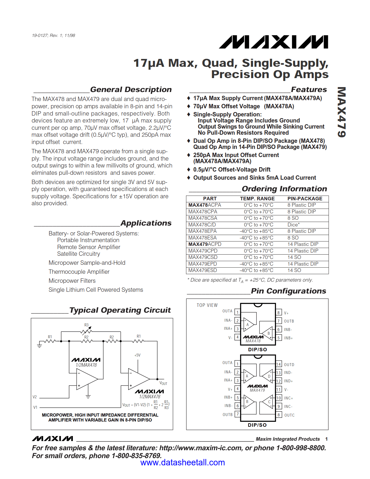 MAX479 Datasheet