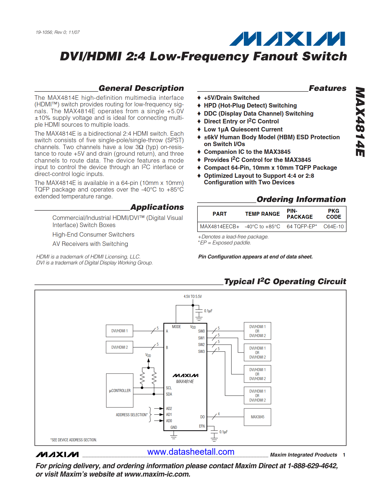 MAX4814E Datasheet