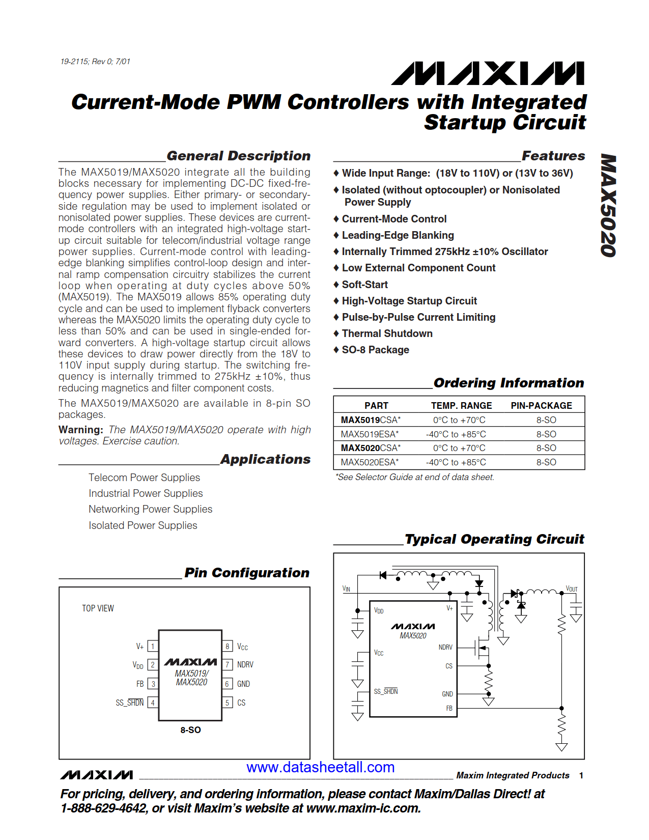 MAX5020 Datasheet