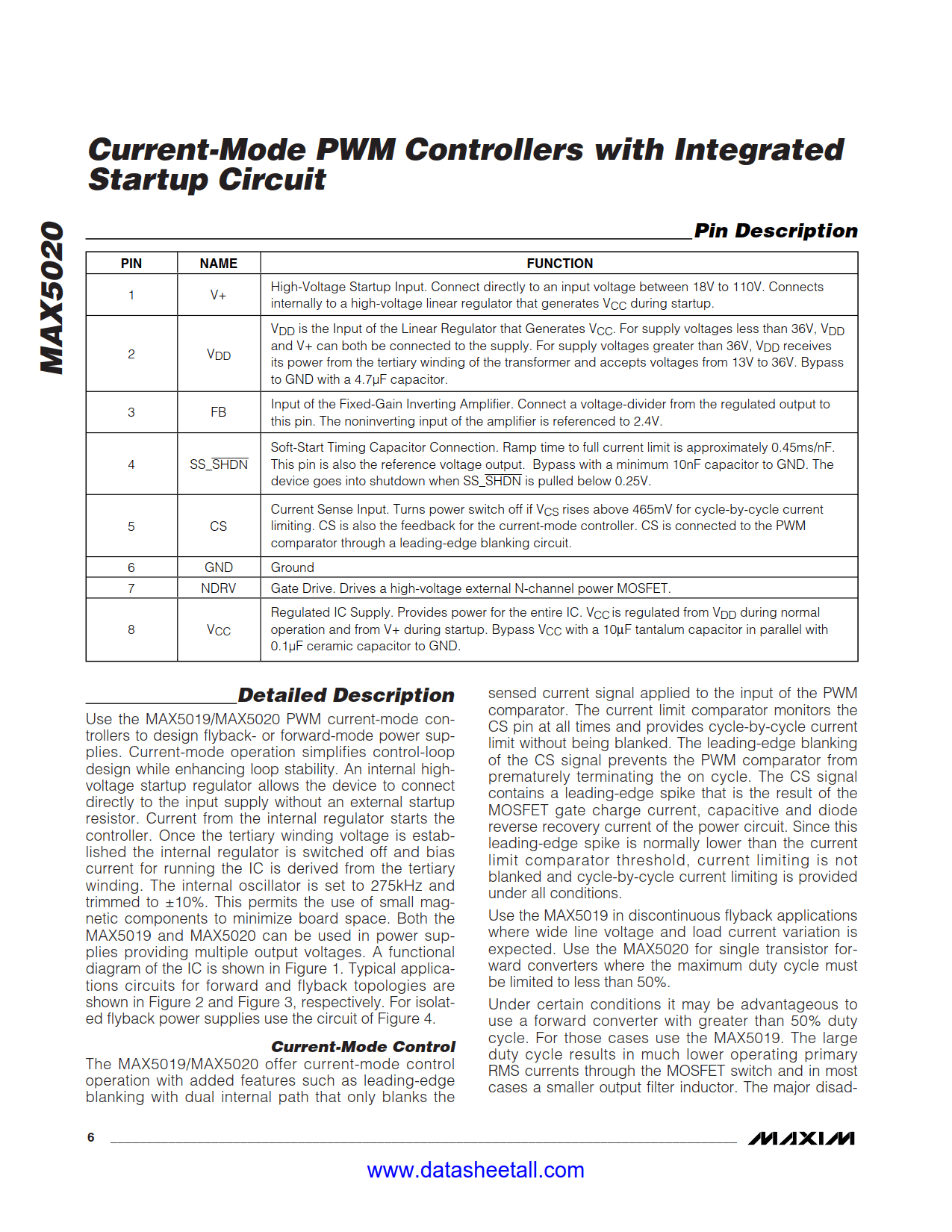 MAX5020 Datasheet Page 6