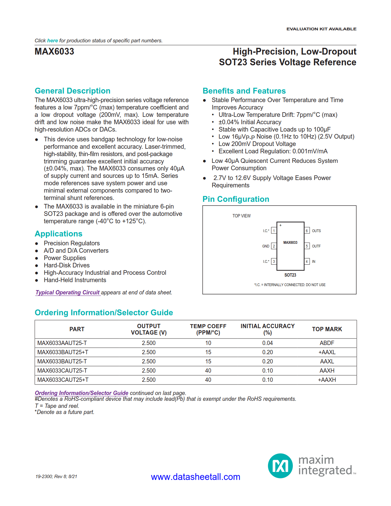 MAX6033 Datasheet