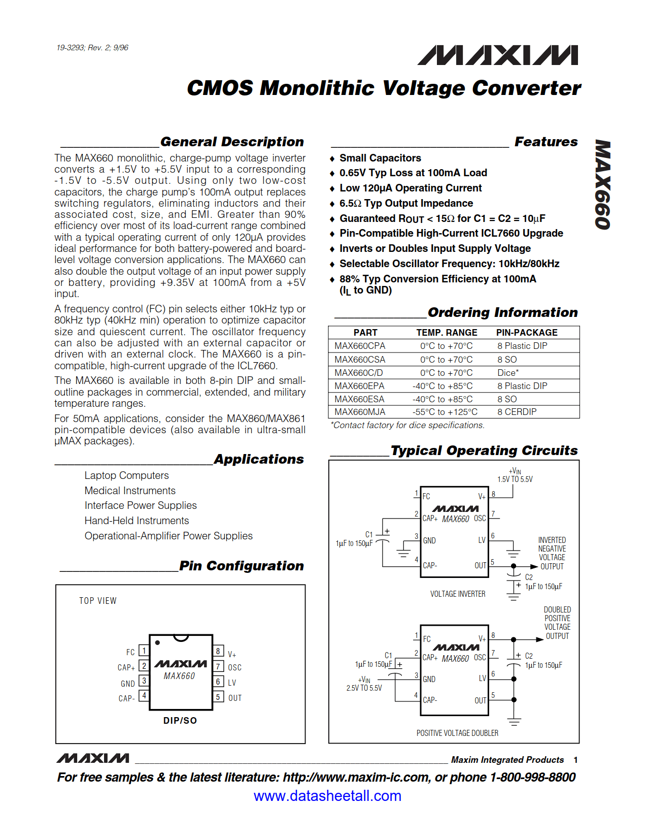 MAX660 Datasheet