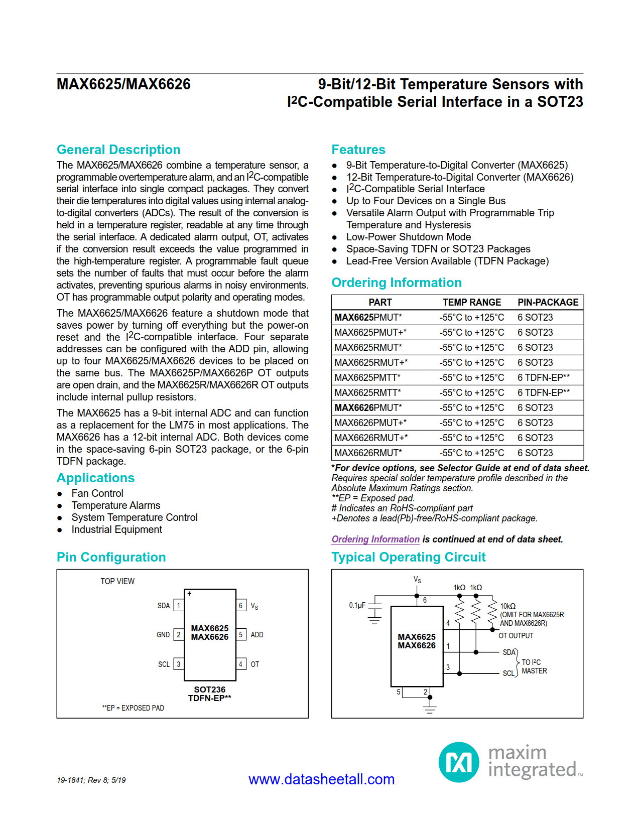 MAX6625 Datasheet