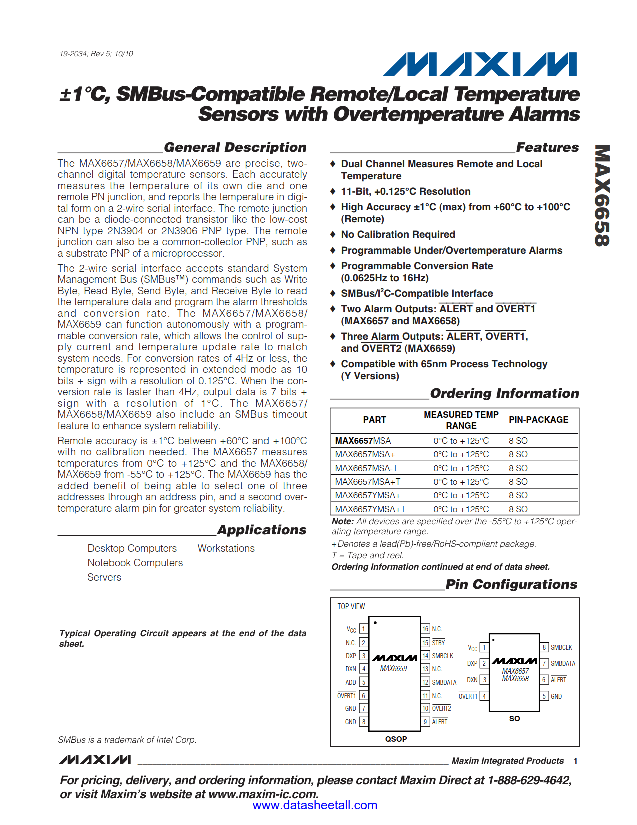 MAX6658 Datasheet