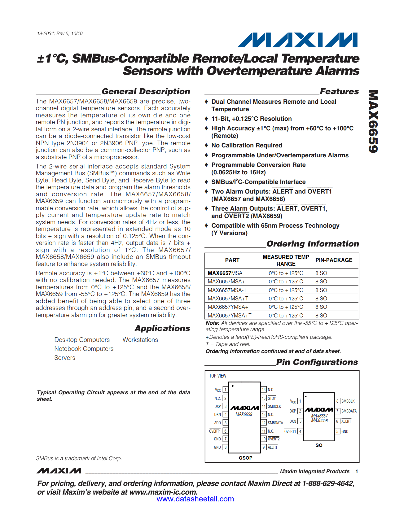 MAX6659 Datasheet