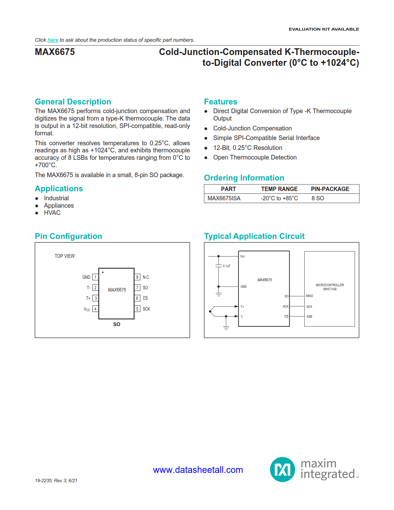 MAX6675 Datasheet
