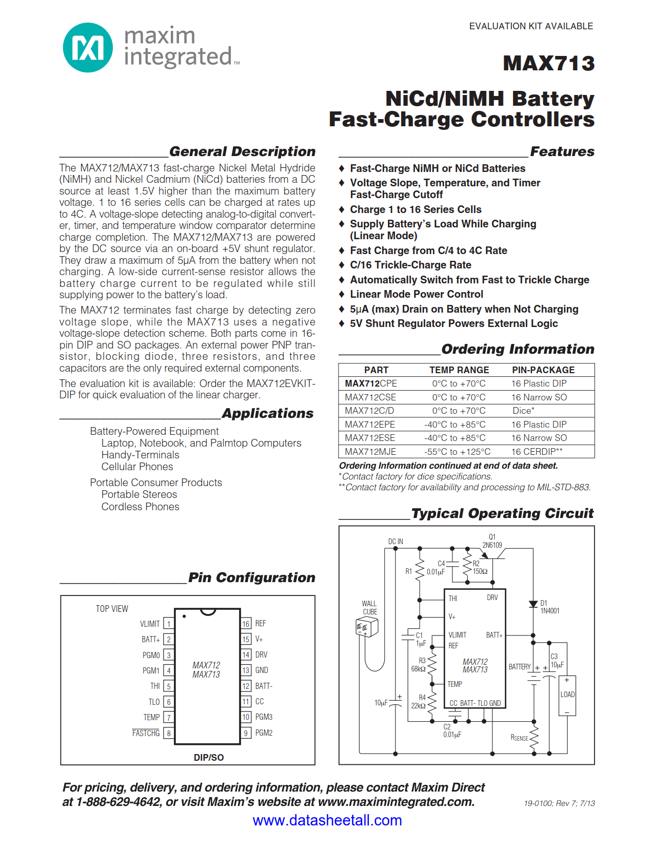 MAX713 Datasheet