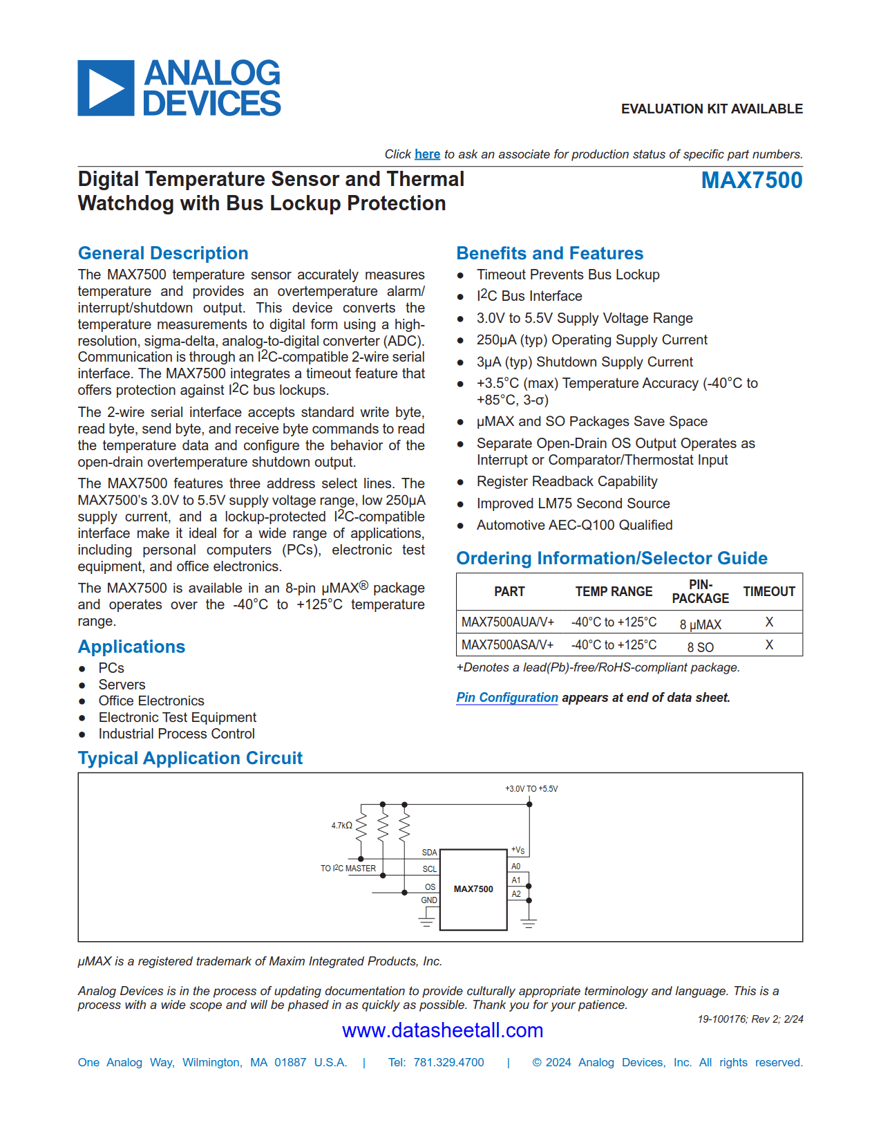 MAX7501 Datasheet
