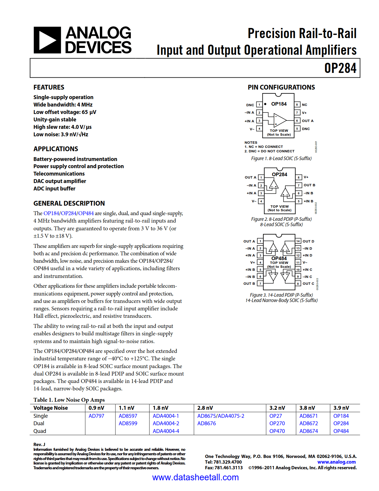 OP284 Datasheet